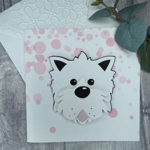 Handmade Westie West Highland dog greetings birthday blank card can be personalised