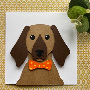 Biglietto d'auguri fatto a mano con salsiccia di Dachsund - papillon - amante dei cani - compleanno - può essere personalizzato