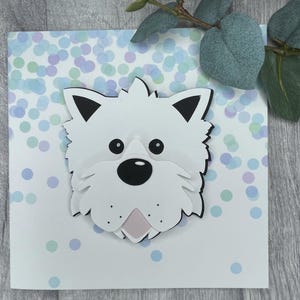 Handmade Westie West Highland dog greetings birthday blank card can be personalised