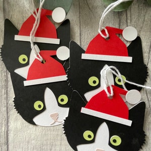 Handmade Tuxedo Cat Christmas Gift Tags - Set of 6