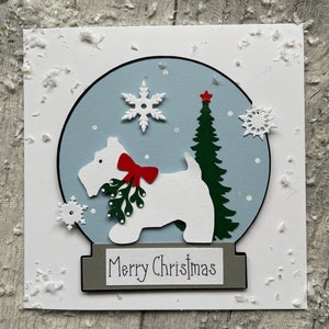 La carte des fêtes de Noël Westie faite main peut être personnalisée