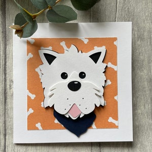 Handmade card - West Highland Terrier Westie with cravat - can be personalised