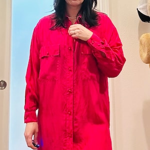 Vintage 1980s silk long sleeve oversize button front shirt