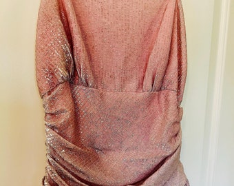 1980s pink and metallic sleeveless midi party dress, prom dress, wedding dress