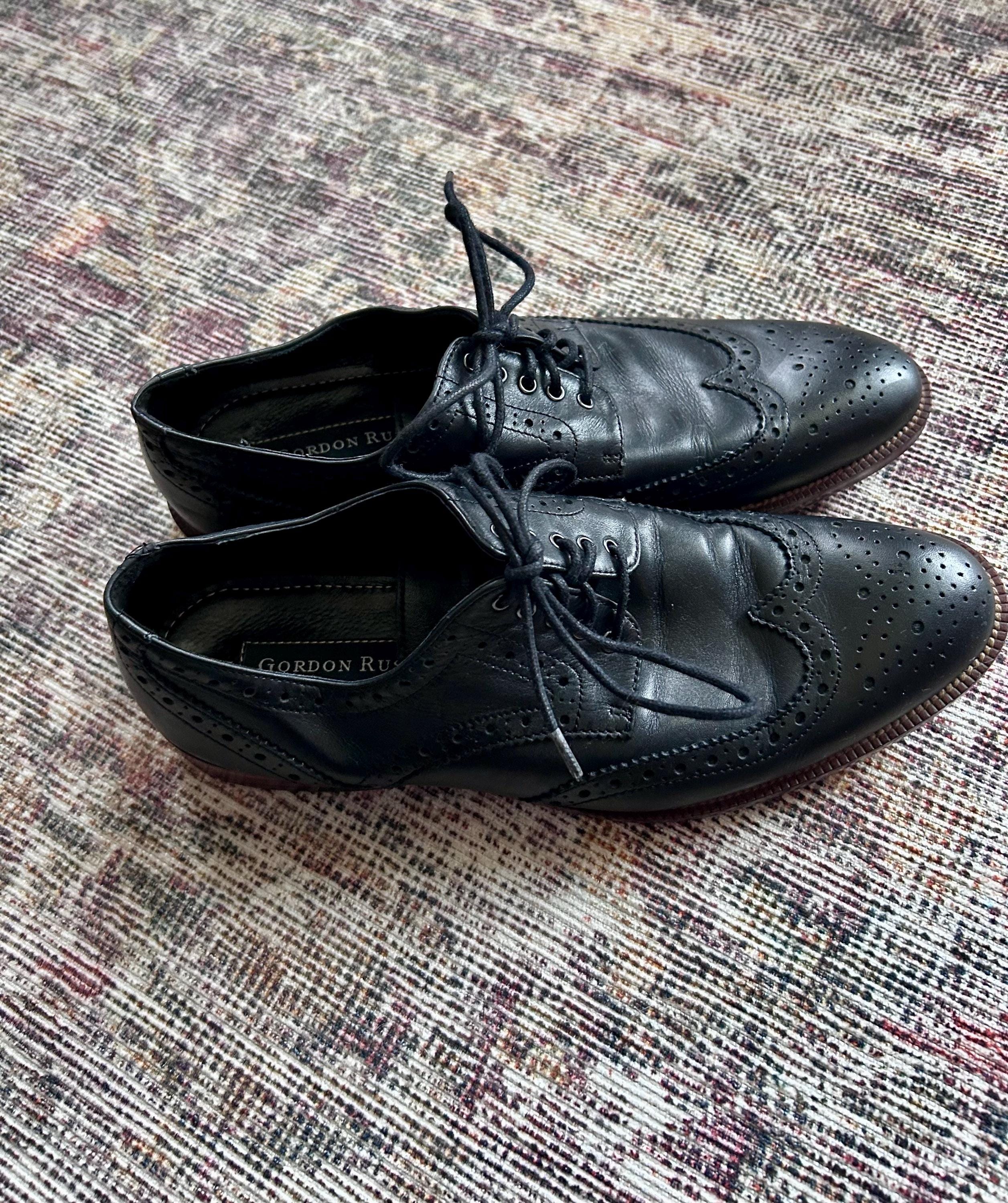 Gordon Rush Black Leather Wingtips Shoes - Etsy display picture 3