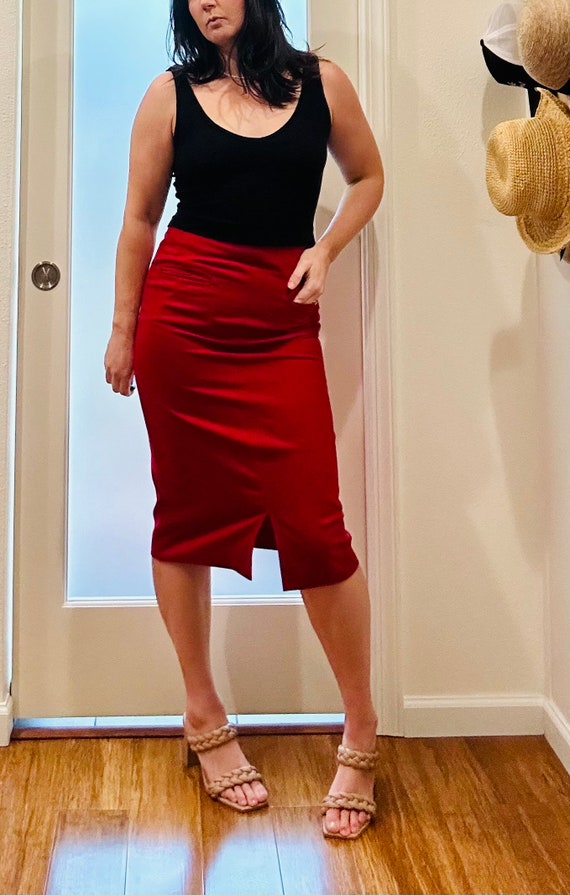 Vintage wool pencil skirt with front slit