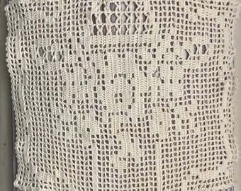 Vintage Knit Off White Rectangle Doily