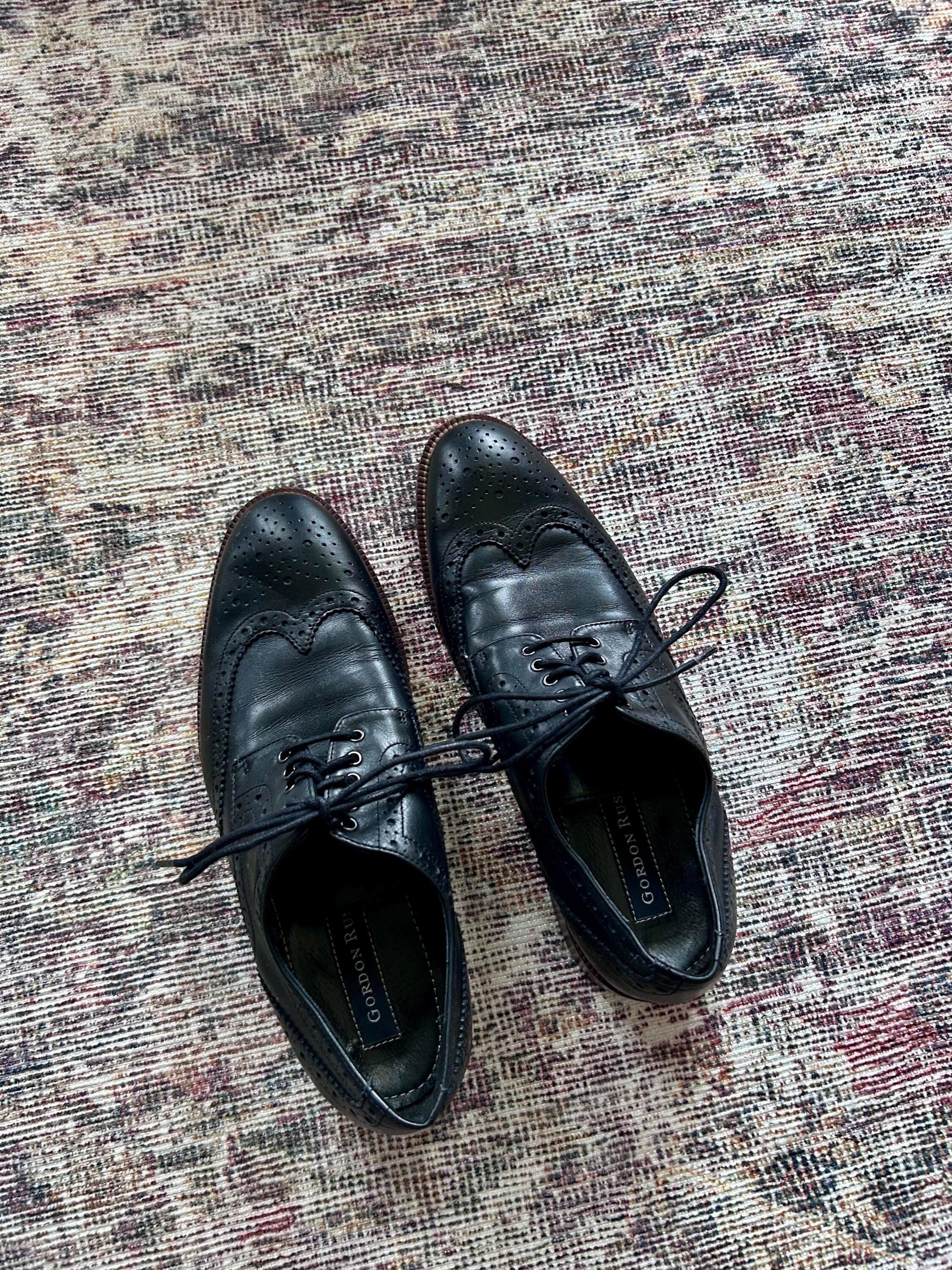 Gordon Rush Black Leather Wingtips Shoes - Etsy