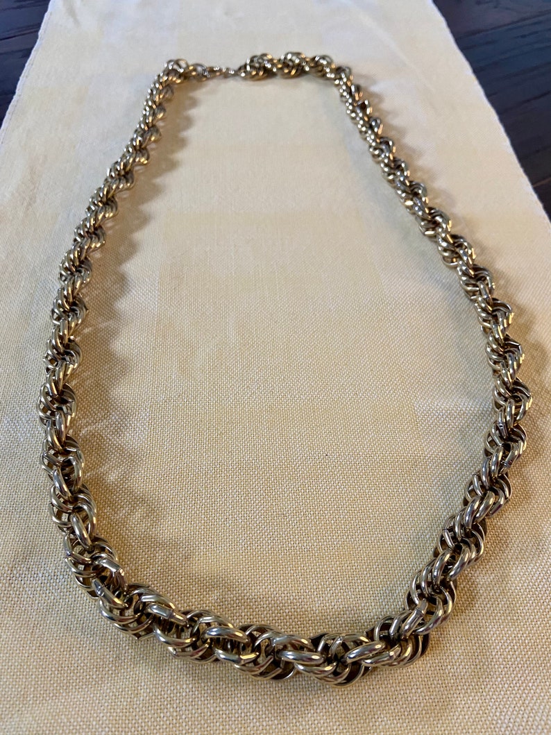 Vintage 29 Goldtone Chunky Rope Chain Necklace image 3