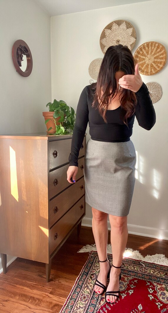 1990s Talbots Petites Houndstooth Wool Pencil Ski… - image 6