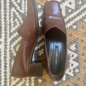 Vintage Sesto Meucci italienska pumps i kakaobrunt läder från 1990-talet