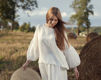 Witte kimono tuniek, linnen tuniek, linnen shirt, linnen blouse, oversized linnen tuniek, kimono stijl tuniek, losse fit tuniek, plus size shirt