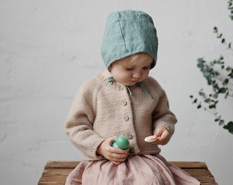 Mint Classic Bonnet, Kids Linen Bonnet, Different Embroideries, Unisex Linen Bonnet, Linen Hat for Kids, Hand Embroidery