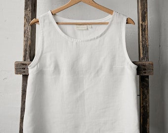 White Sleeveless Top, Linen Shirt, Linen Blouse, A Line Style Shirt, Sleeveless Linen Blouse, Linen Shirt for Women
