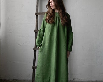 Apple Green Victorian Dress, Linen Dress, Victorian Style Dress, Linen Dress for Women, Linen Maxi Dress, Long Sleeve Linen Dress