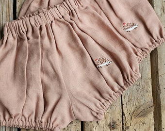 Dusty Rose Bloomers, Linen Bloomers, Different Embroideries, Baby Bloomers, Linen Shorts, Linen Clothes for Kids, Linen Kids Clothing