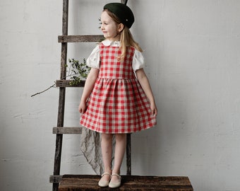 Garden Festive Smock Dress, Linen Sleeveless Dress, Summer Dress for Girls, Flower Girl Dress, Girl Linen Dress