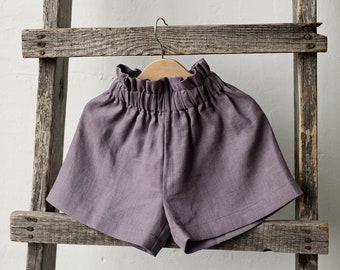 Mauve Shorts, Linen Shorts, Different Embroideries, Baby Shorts, Linen Shorts, Linen Clothes for Kids, Linen Kids Clothing