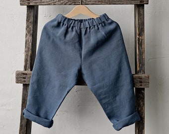 Dusty Blue Linen Pants, Unisex Linen Pants, Different Embroideries, Linen Pants Kids, Linen Pants Girls, Linen Pants Boys, Linen Trousers