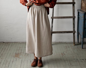 Natural Classic Long Skirt, Linen Long Skirt, Linen skirt, Skirt with Pockets, Maxi Skirt, Linen Skirt Women, Basic Linen Skirt