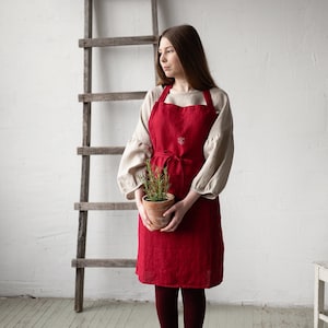 Christmas Cherry Limited Edition traditionele schort, verschillende borduurwerken, keukenschort, kerstcadeau, linnen schort, cadeau voor vrouwen