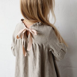 Natuurlijke Winter Roes Linnen Jurk, Baby Linnen Jurk, Baby Jurk, Bloem Meisje Jurk, Linnen kleding Meisjes, Jurk Meisjes, Kinderkleding