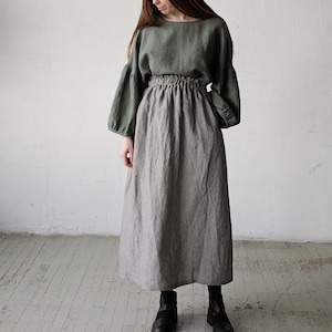 B&W Stripe Classic Long Skirt, Linen Long Skirt, Linen skirt, Skirt with Pockets, Maxi Skirt, Linen Skirt Women, Basic Linen Skirt