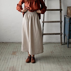 Natural Classic Long Skirt, Linen Long Skirt, Linen skirt, Skirt with Pockets, Maxi Skirt, Linen Skirt Women, Basic Linen Skirt