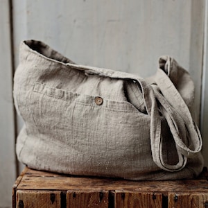 Natural Classic Bag, Linen Tote Bag, Linen Bag, Shoulder Bag, Linen Tote, French Linen Bag, Market Bag, Washed Linen Bag, Reusable Bag image 1