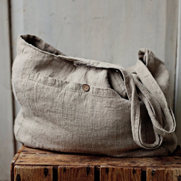 Natural Classic Bag, Linen Tote Bag, Linen Bag, Shoulder Bag, Linen Tote, French Linen Bag, Market Bag, Washed Linen Bag, Reusable Bag