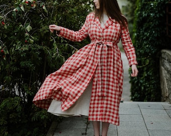 Garden Linen Coat Women: A-Line Oversized Long Coat