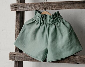 Mint Shorts, Linen Shorts, Different Embroideries, Baby Shorts, Linen Shorts, Linen Clothes for Kids, Linen Kids Clothing