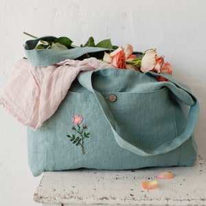 Mint Classic Bag, Linen Tote Bag, Linen Bag, Shoulder Bag, Linen Tote, French Linen Bag, Market Bag, Washed Linen Bag, Reusable Bag