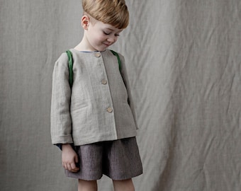Natural Jacket, Kids Linen Jacket, Different Embroideries, Classic Coat for Kids, Linen Coat, Linen Jacket, Linen Kids Clothing