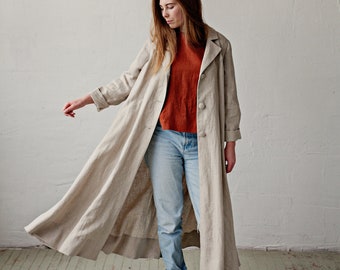 Natural Jane Austen Coat, Linen Coat Women, A Line Coat, Loose Linen Coat, Linen Coat, Long Coat for Women, Oversized Linen Coat