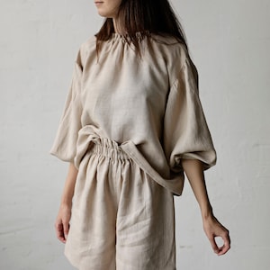 Sand Tokyo Blouse, Linen Blouse, Linen Shirt, Linen Tunic, Loose Blouse, Linen Shirt for Women, Linen Top, Long Sleeve Blouse