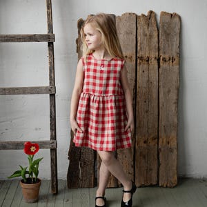 Garden Smock Dress, Linen Sleeveless Dress, Different Embroideries, Summer Dress for Girls, Flower Girl Dress, Girl Linen Dress
