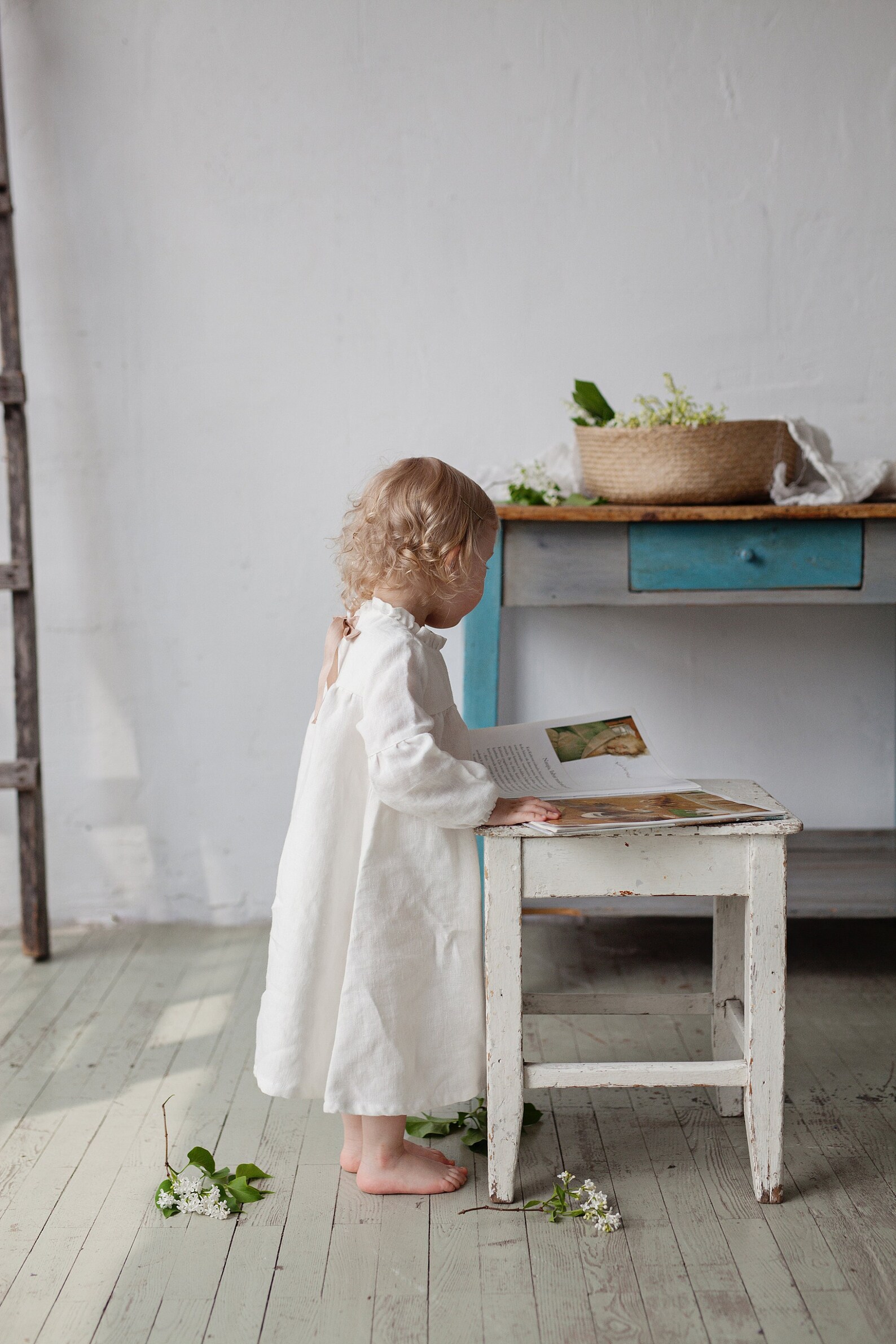 White Winter Ruffle Linen Dress Baby Linen Dress Baby Dress Etsy