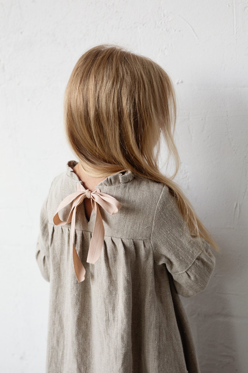 Baby Linen Dress Linen Clothes Girls Dress Girls Flower Girl Dress Winter Ruffle Linen Dress 6 Different Colours Baby Dress