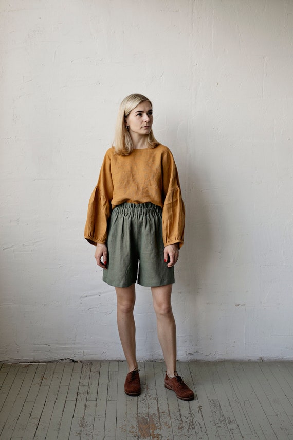 High waisted knee shorts best sale