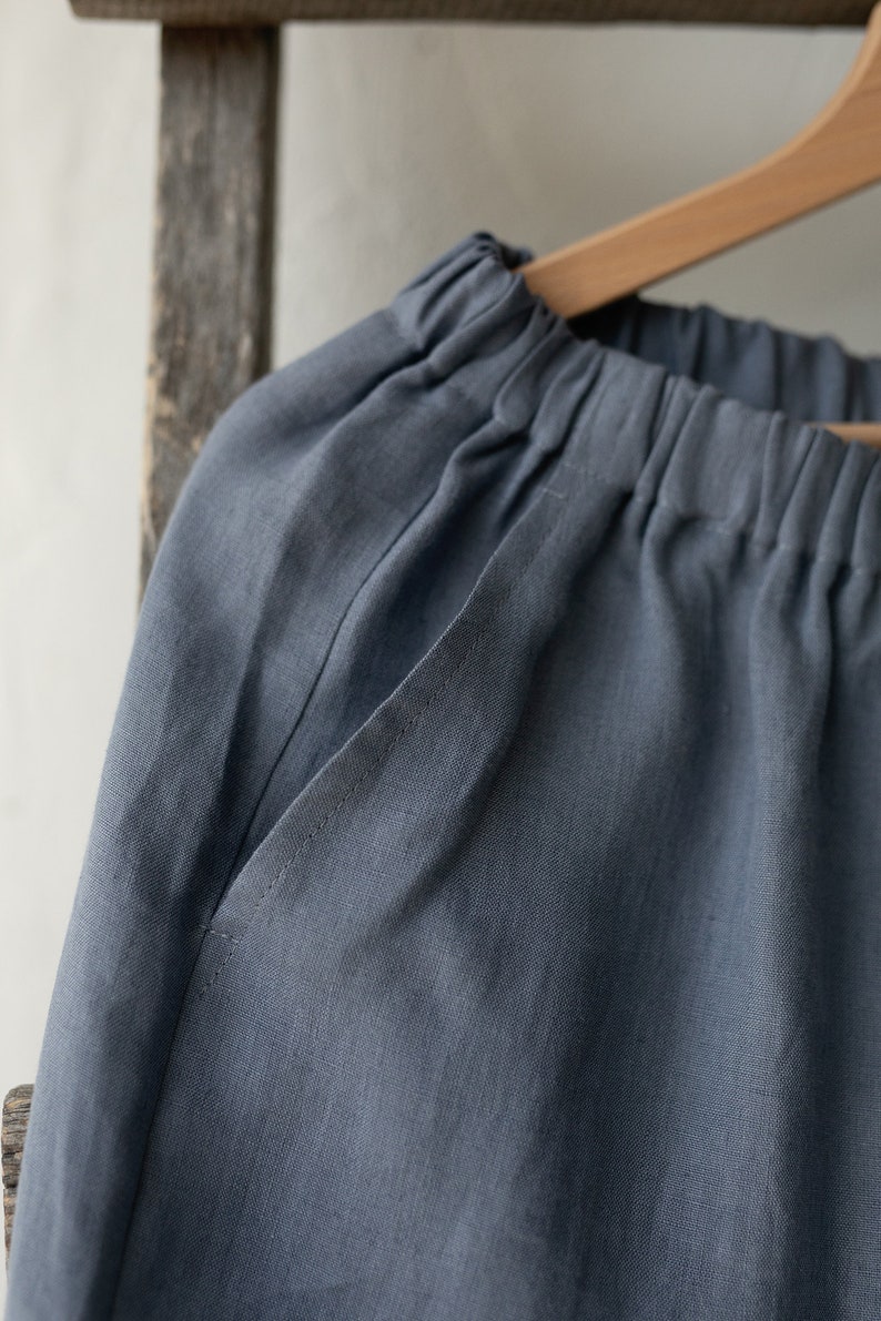 Dusty Blue Culottes, Linen Culottes, Linen Pants, Women Pants, Women Culottes, Wide Linen Pants, High Waist Culottes zdjęcie 6