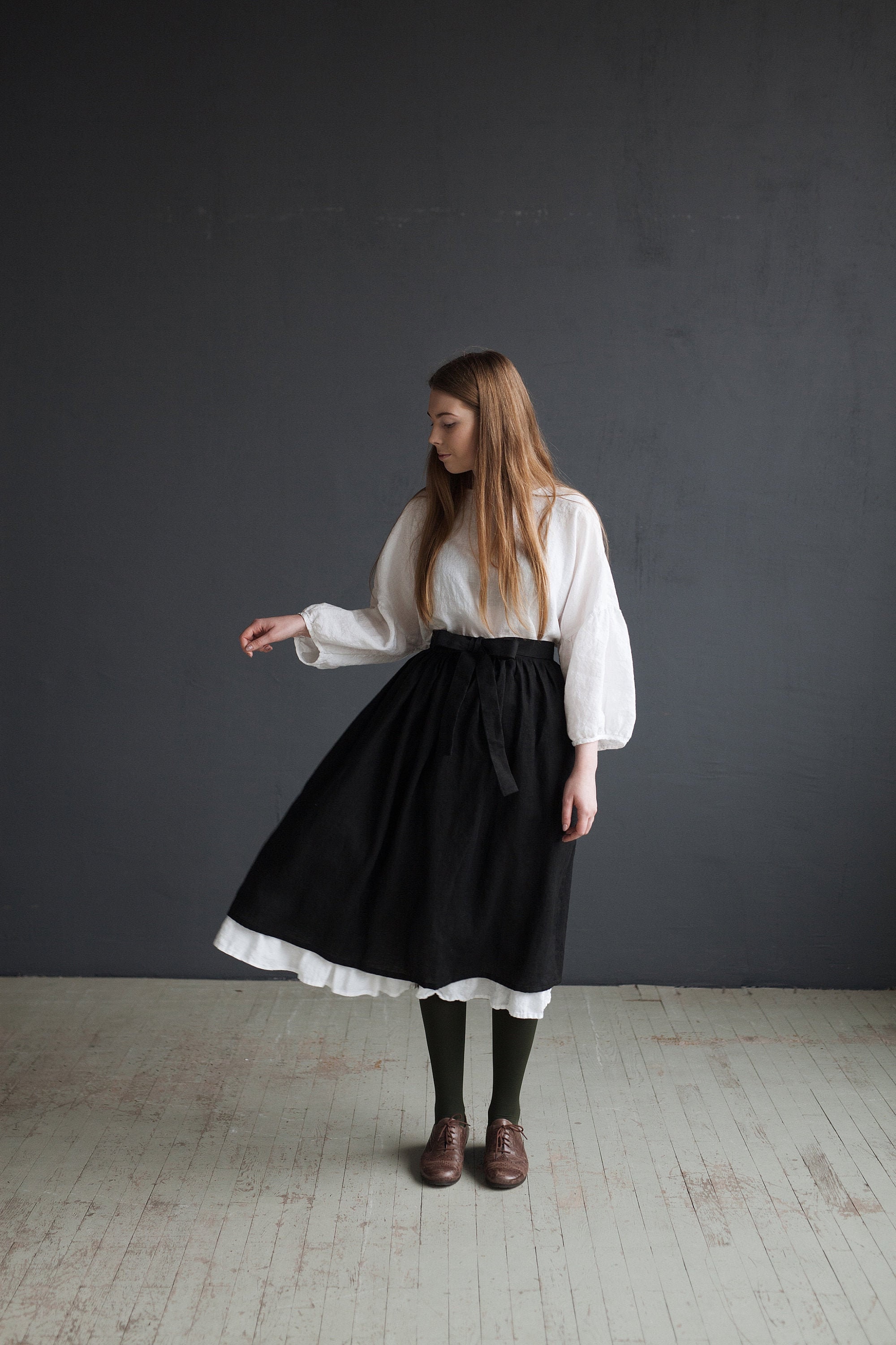 Black Apron Skirt, Cottagecore Apron, Linen Skirt, Cooking
