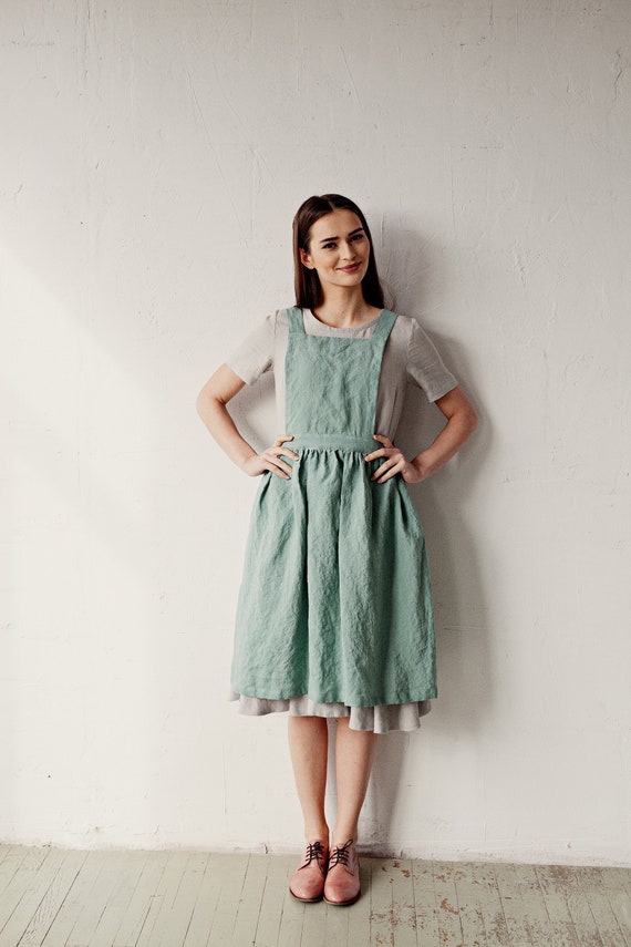 pinafore linen dress