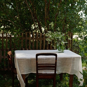 Linen Tablecloth, Transparent White Tablecloth, Washed Linen, Sheer Tablecloth, Rectangular Tablecloth, White Linen, Dining Table image 6