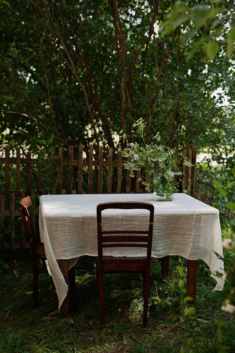 Linen Tablecloth, Transparent White Tablecloth, Washed Linen, Sheer Tablecloth, Rectangular Tablecloth, White Linen, Dining Table image 6