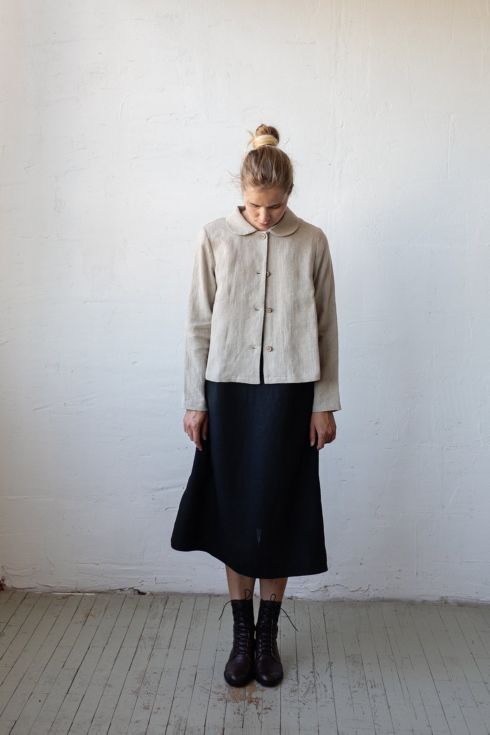 Natural Peter Pan Collar Jacket Linen Jacket A Line Linen - Etsy