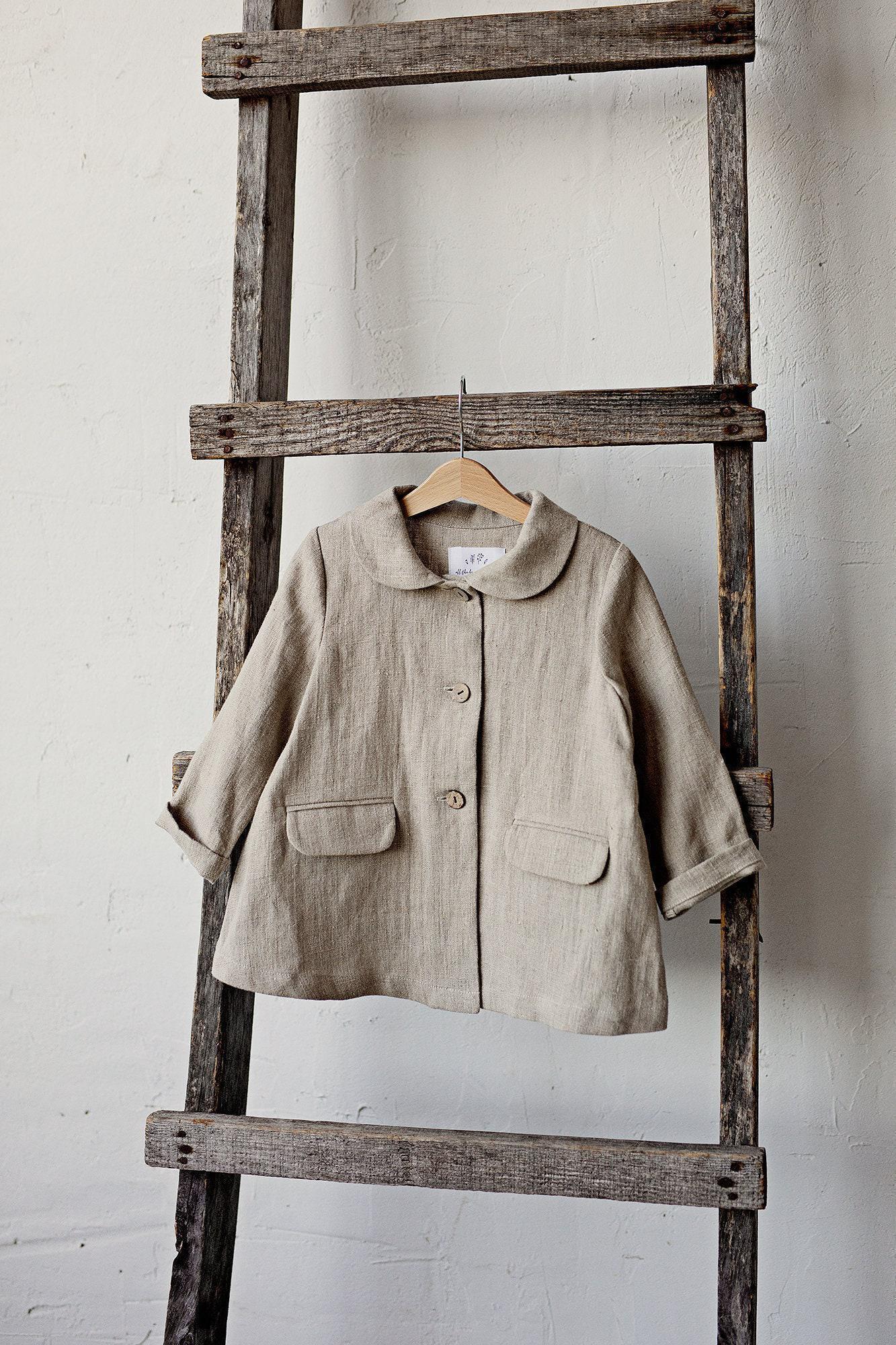 Natural Midi Coat, Kids Linen Coat, Different Embroideries, Classic Coat for Kids, Linen Coat, Baby Linen Coat, Kids Linen Clothing