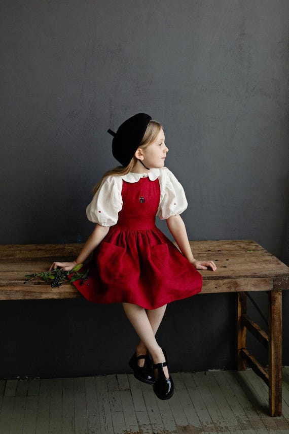 embroidered pinafore dress Hermione Embroidered Pinafore Dress – Elegant Kids Dress Powder Blue / 3Y main image 1