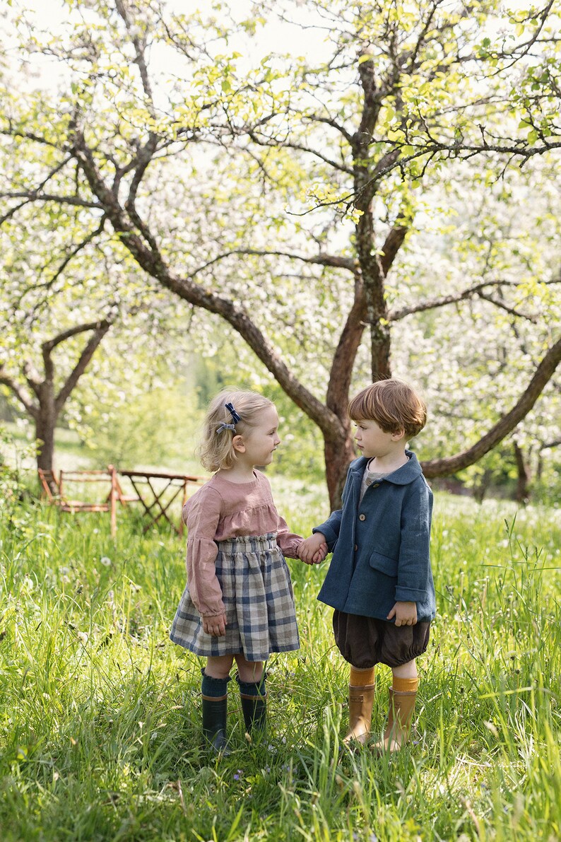 Baby Girl Skirt Washed Linen Skirt Linen Kids Clothing Midi Linen Skirt Plaid Linen Skirt Linen Clothes Kids Simple Linen Skirt