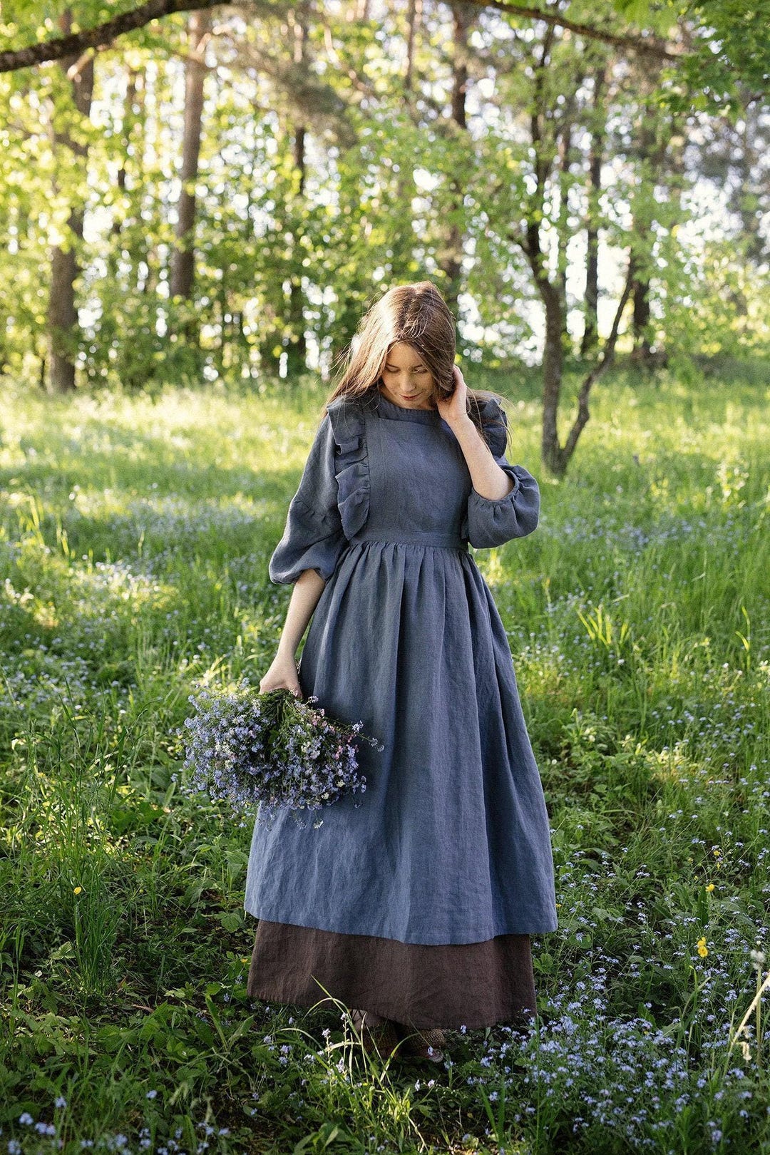 Dusty Blue Vintage Linen Apron: Victorian Cottagecore Style - Etsy
